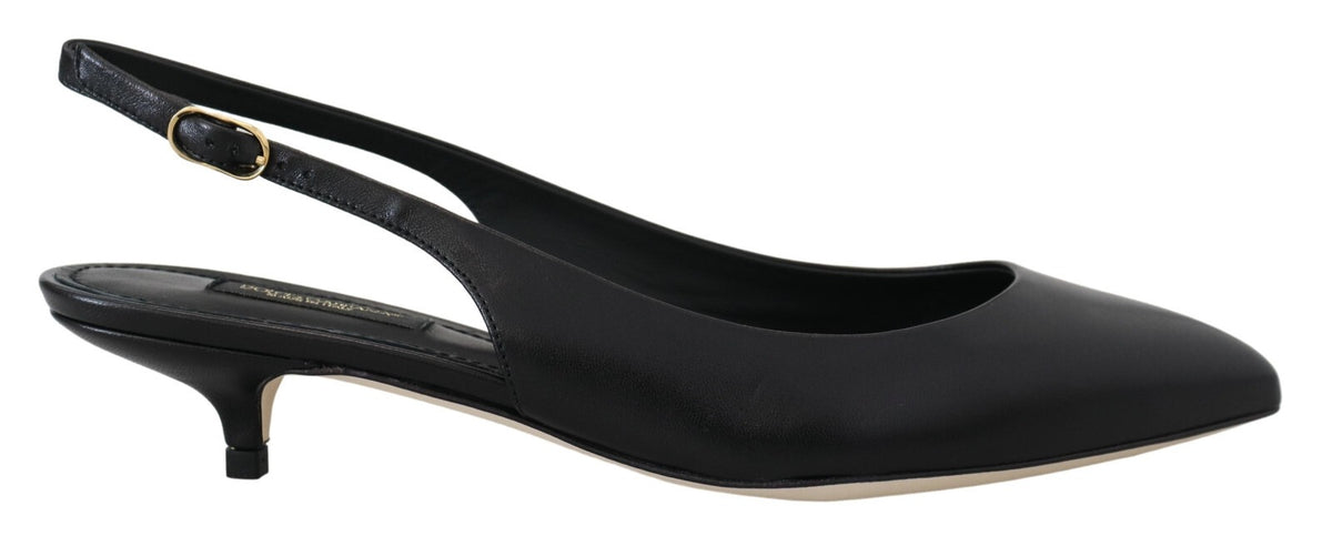 Dolce & Gabbana Zwarte Leren Slingback Hakken Pumps Schoenen