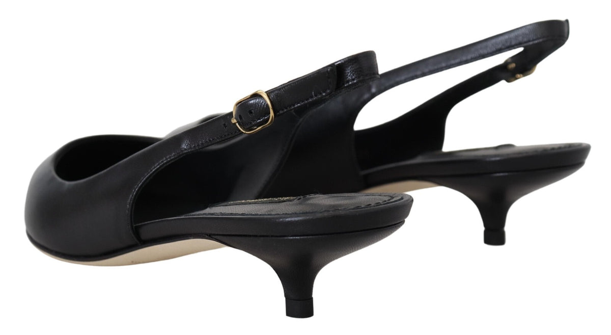 Dolce & Gabbana Zwarte Leren Slingback Hakken Pumps Schoenen