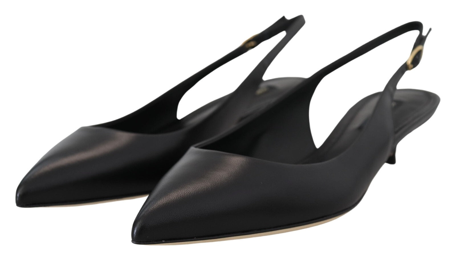 Dolce & Gabbana Black Leather Slingback Heels Pumps Shoes