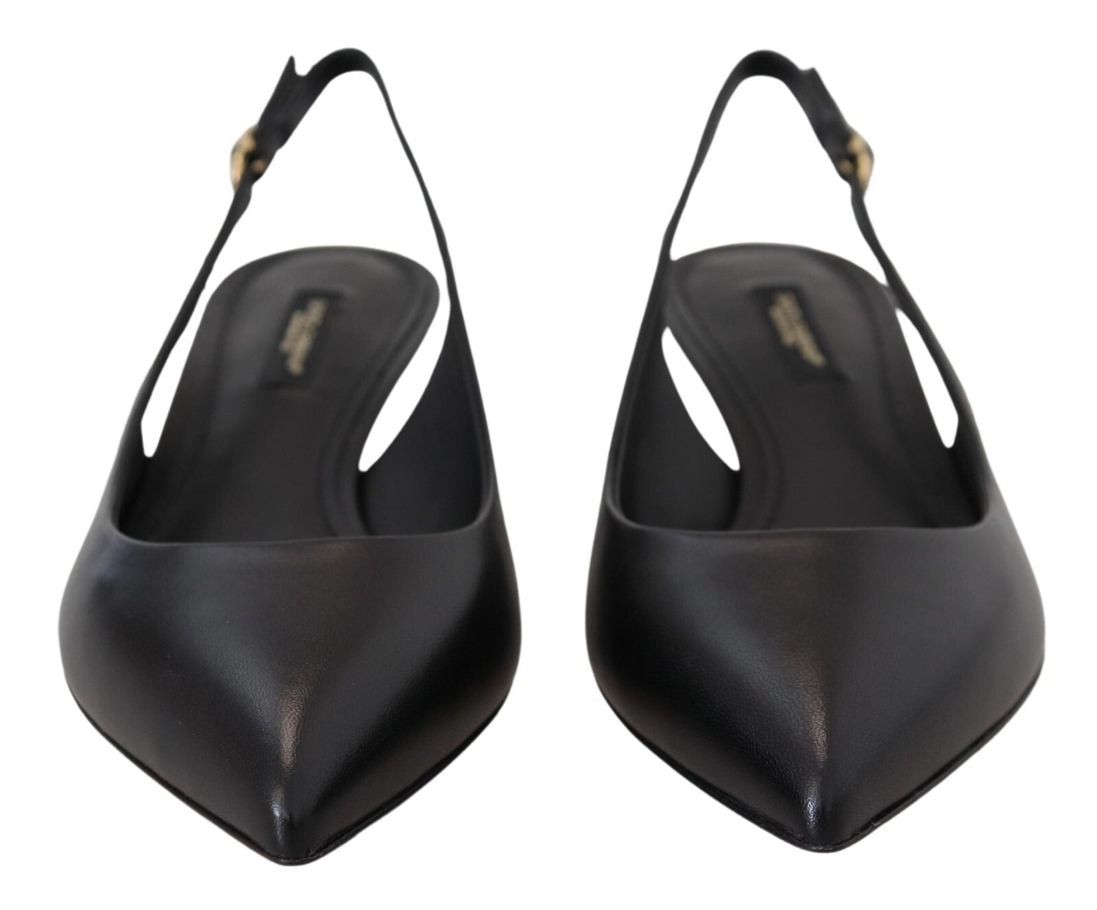 Dolce & Gabbana Black Leather Slingback Heels Pumps Shoes