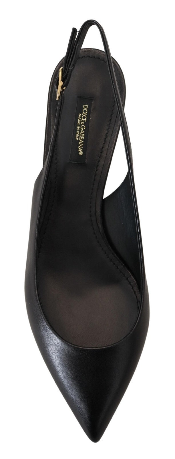 Dolce & Gabbana Black Leather Slingback Heels Pumps Shoes