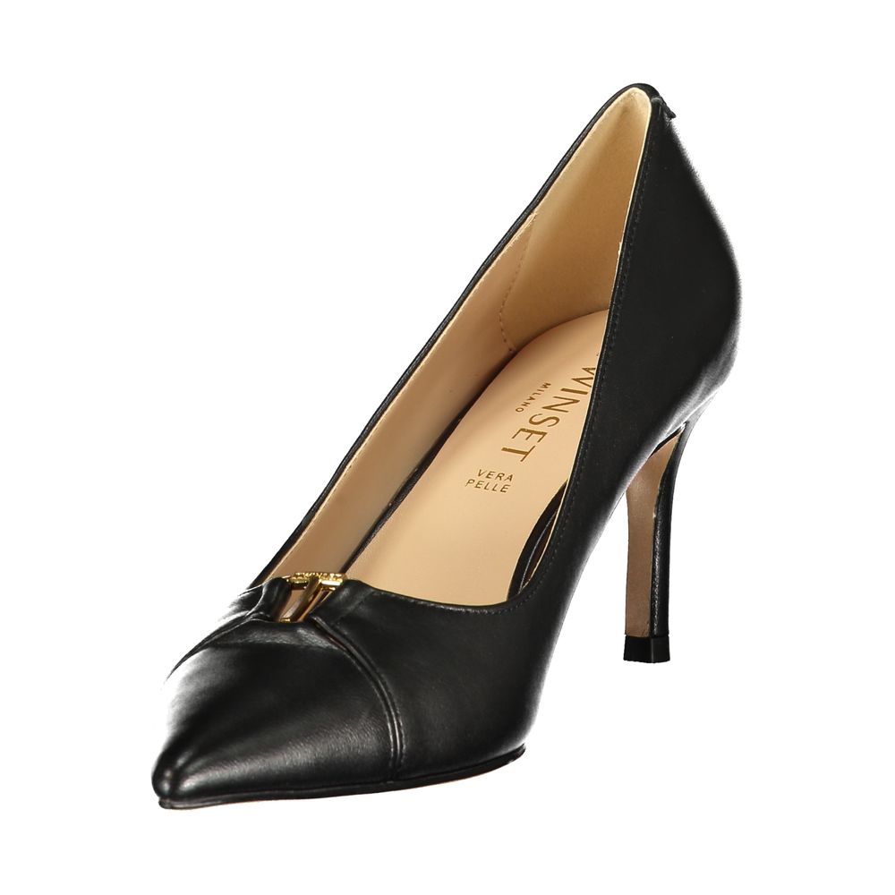 Twinset Black Leather Women's Classic Shoe