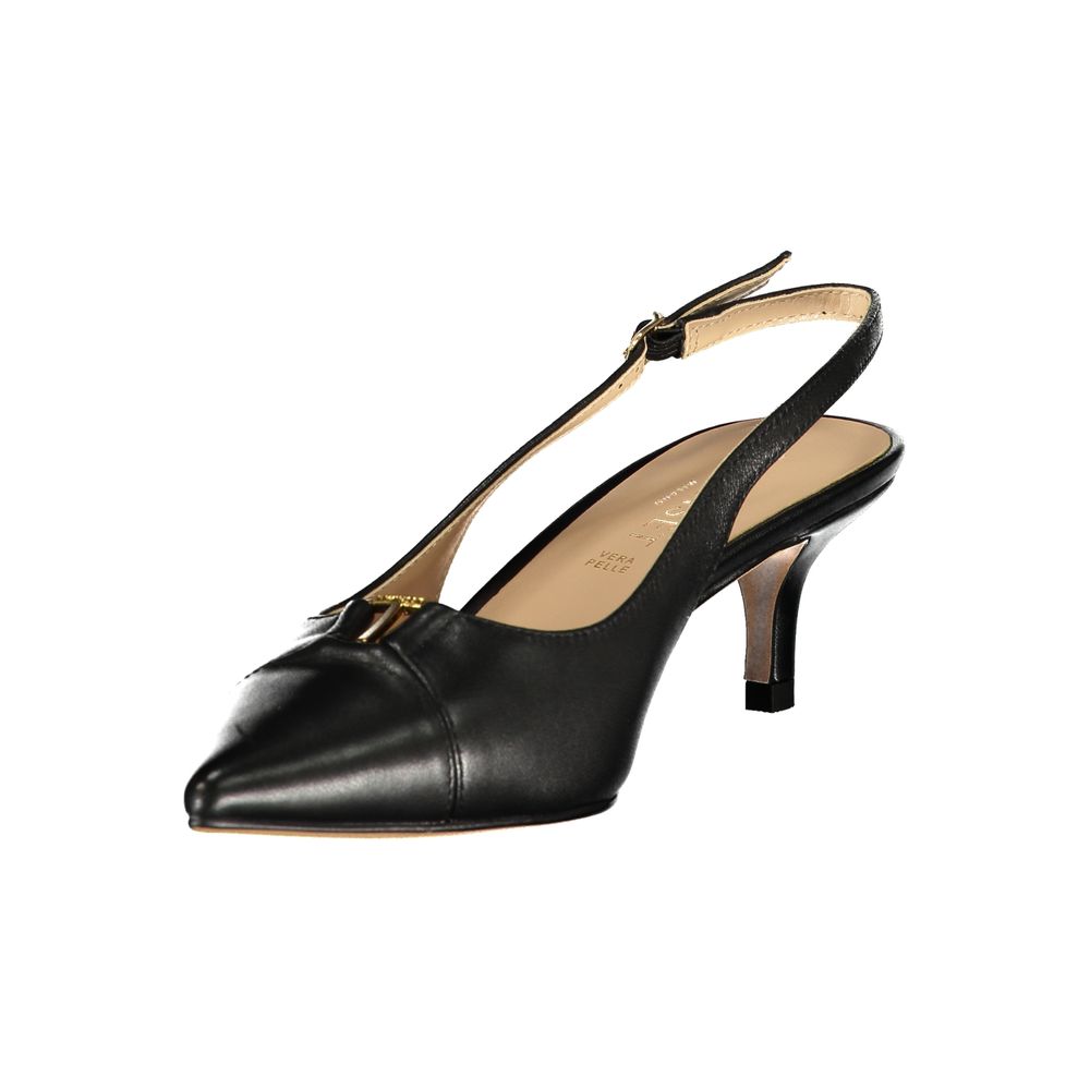 Twinset Black Leather Women Sandal