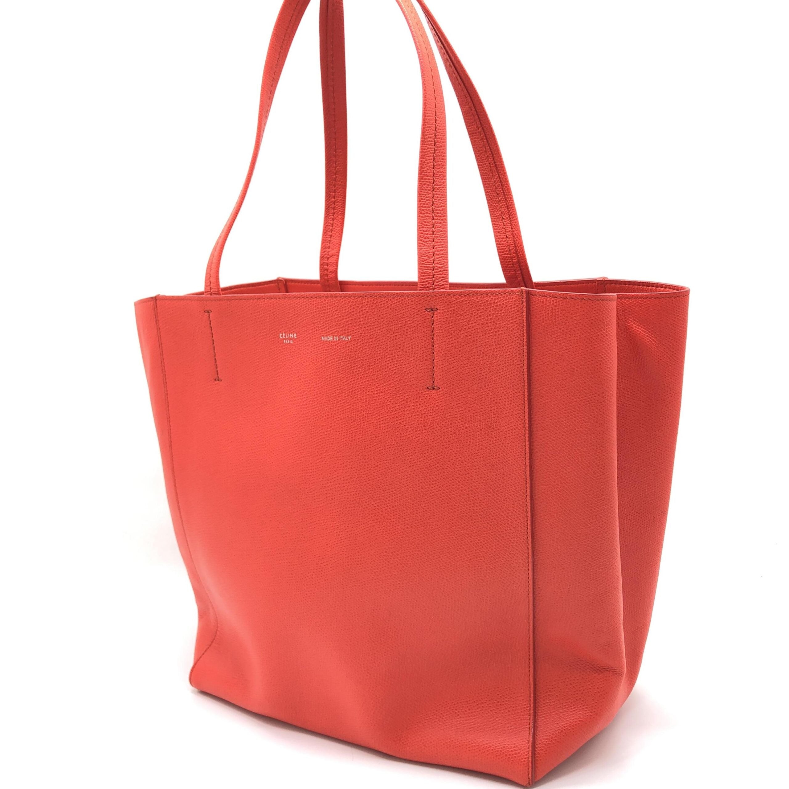 Celine Phantom Red Pebbled Leather Tote Bag