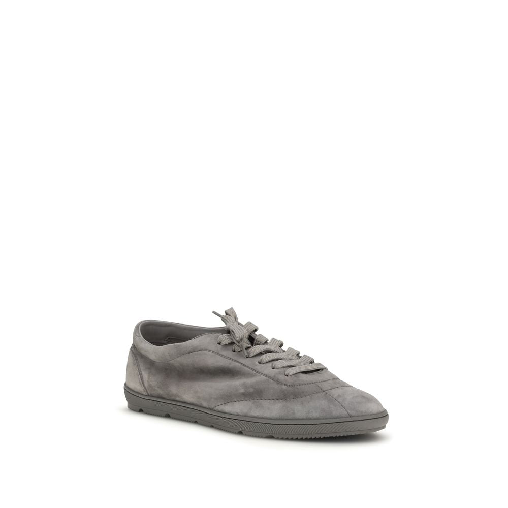 Brunello Cucinelli Grijze Kalfsleren Bos Taurus Lage Sneakers