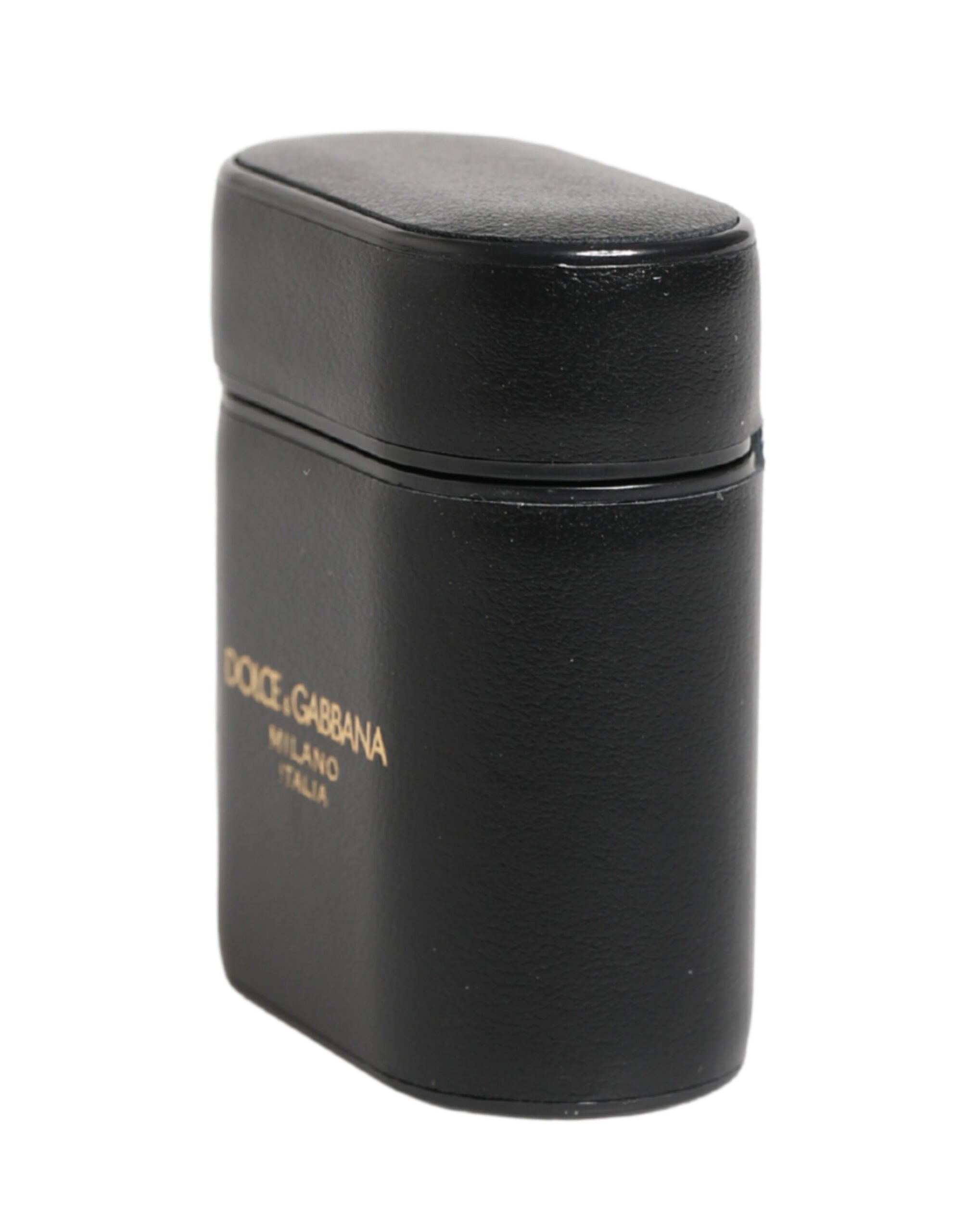 Dolce & Gabbana Zwart Kalfsleer Logo Print Flippetui Airpods Hoesje