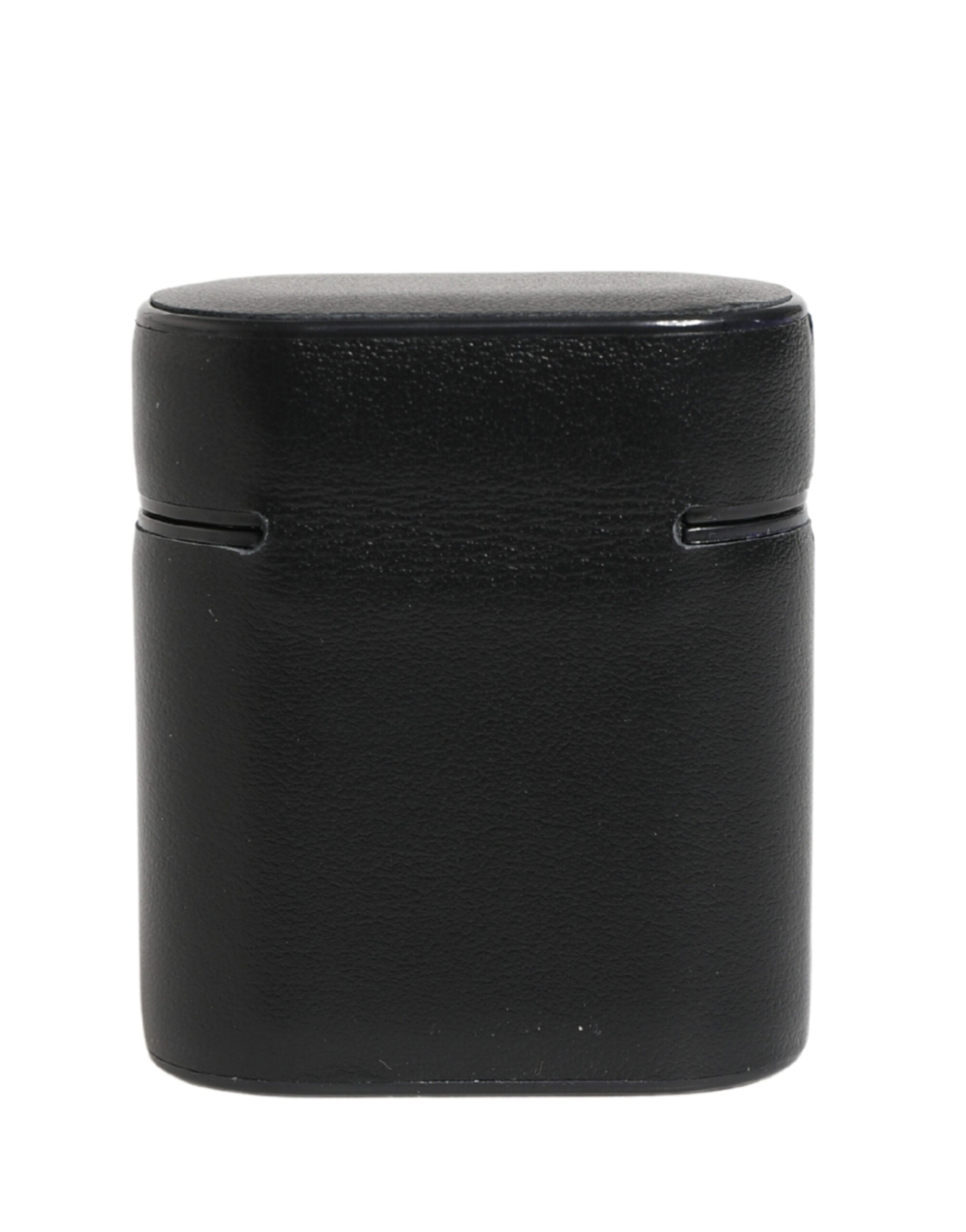 Dolce & Gabbana Zwart Kalfsleer Logo Print Flippetui Airpods Hoesje