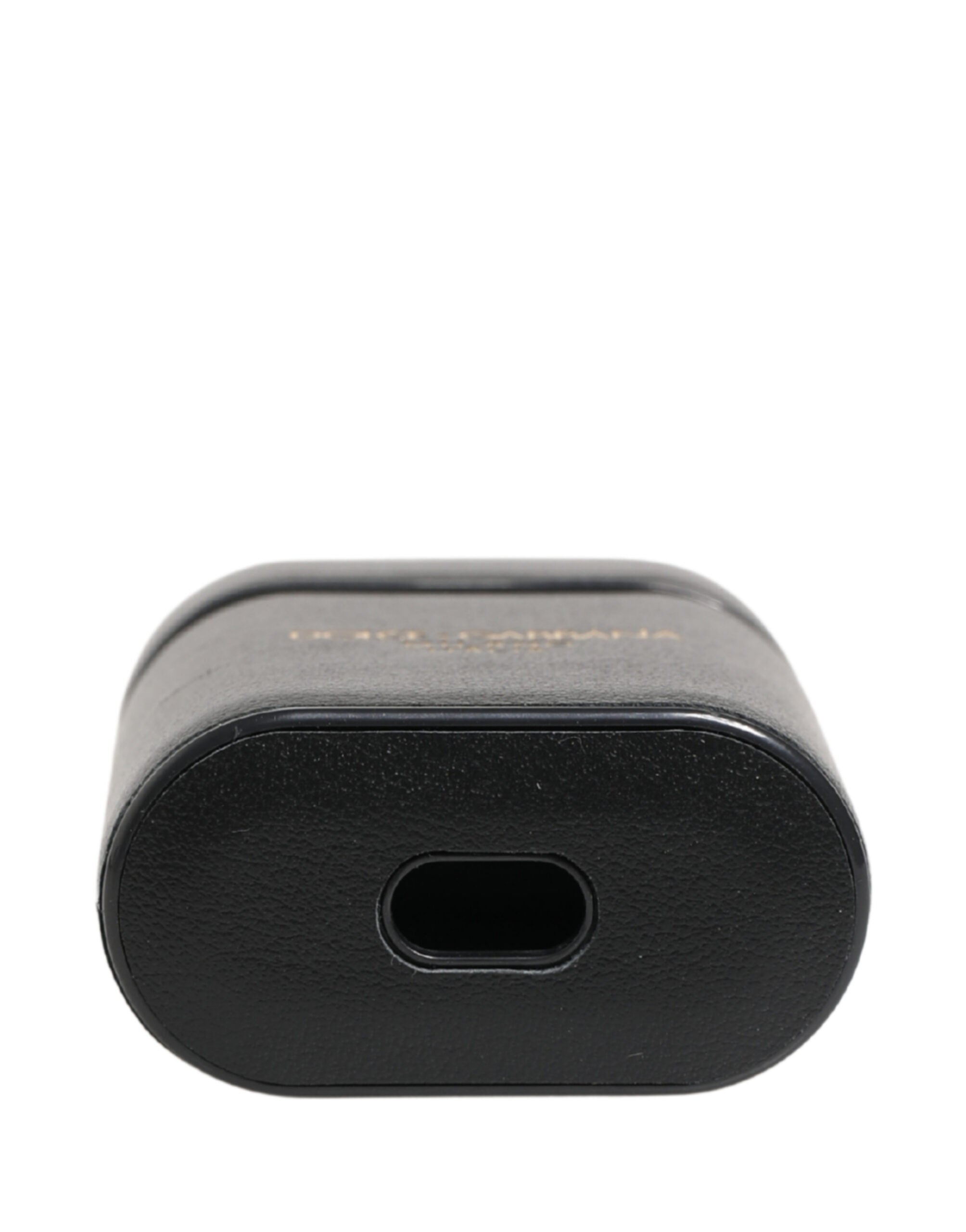 Dolce & Gabbana Zwart Kalfsleer Logo Print Flippetui Airpods Hoesje