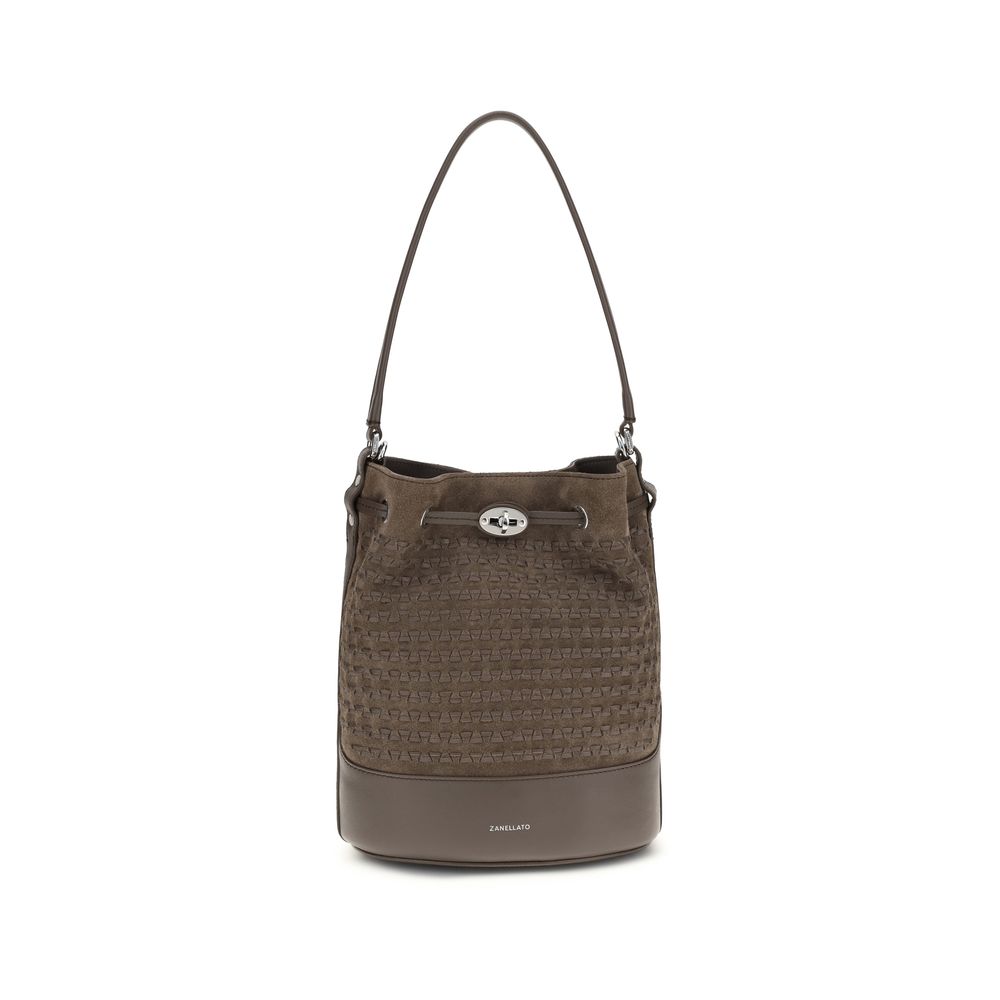 Zanellato Brown Calf Leather Bos Taurus Bucket Bag