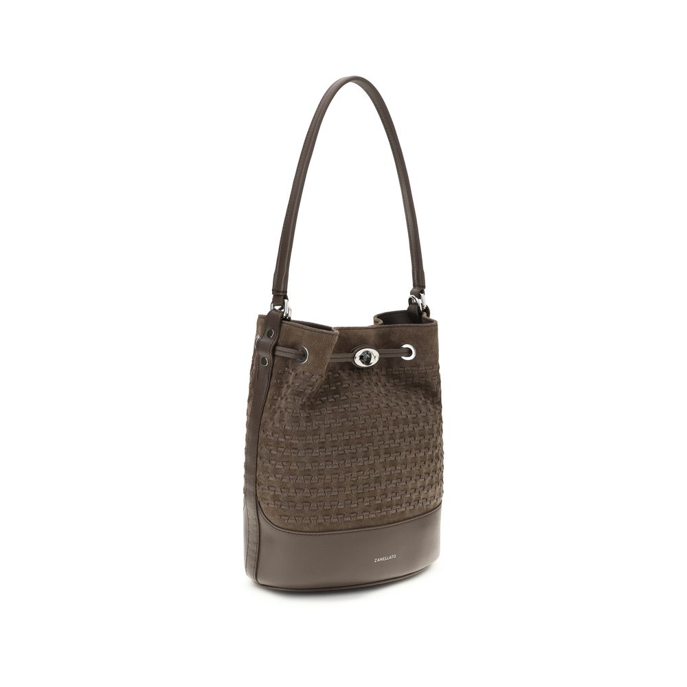 Zanellato Brown Calf Leather Bos Taurus Bucket Bag