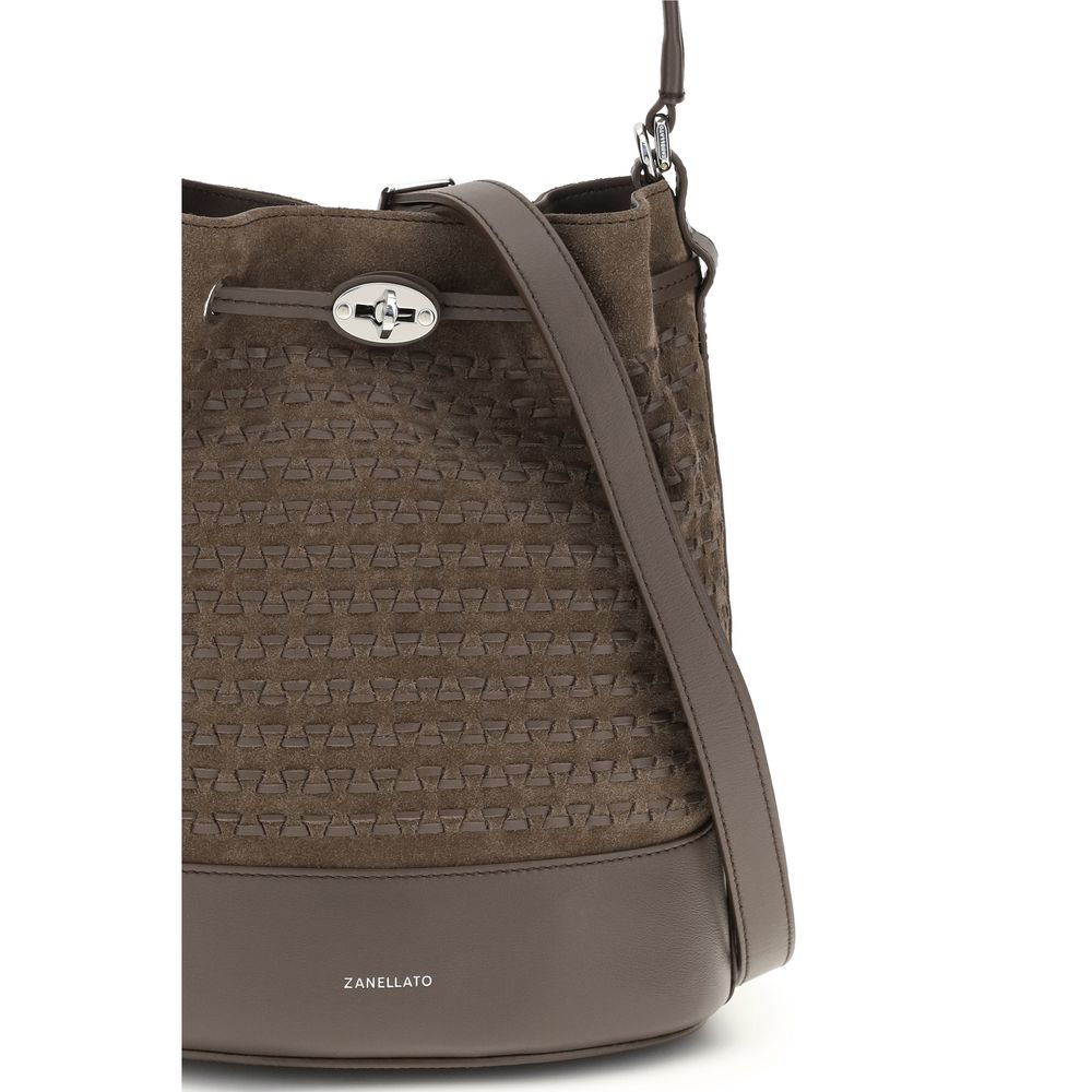 Zanellato Brown Calf Leather Bos Taurus Bucket Bag