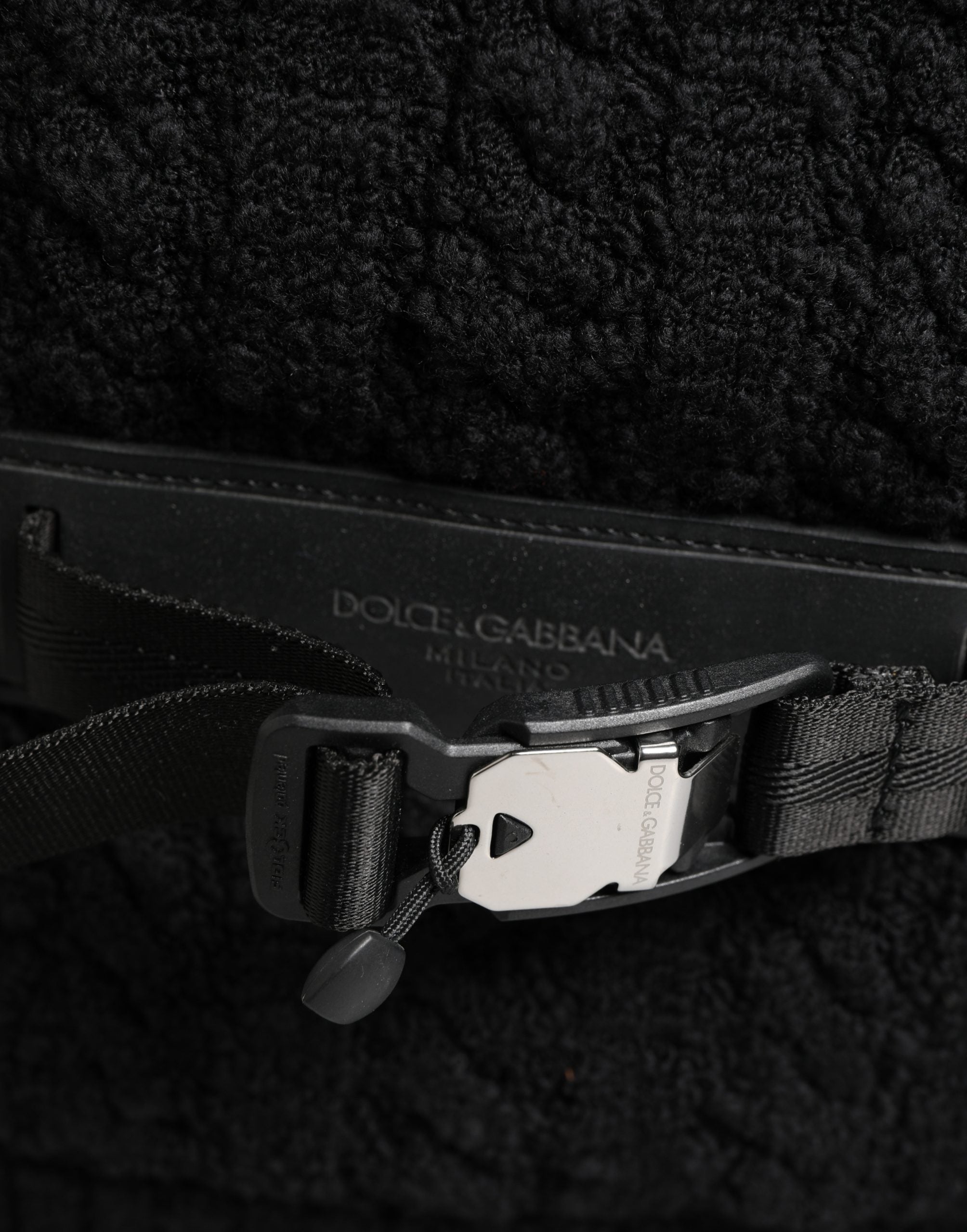 Dolce & Gabbana Zwarte Tricot Wolmix Plunje Rugzak Reistas