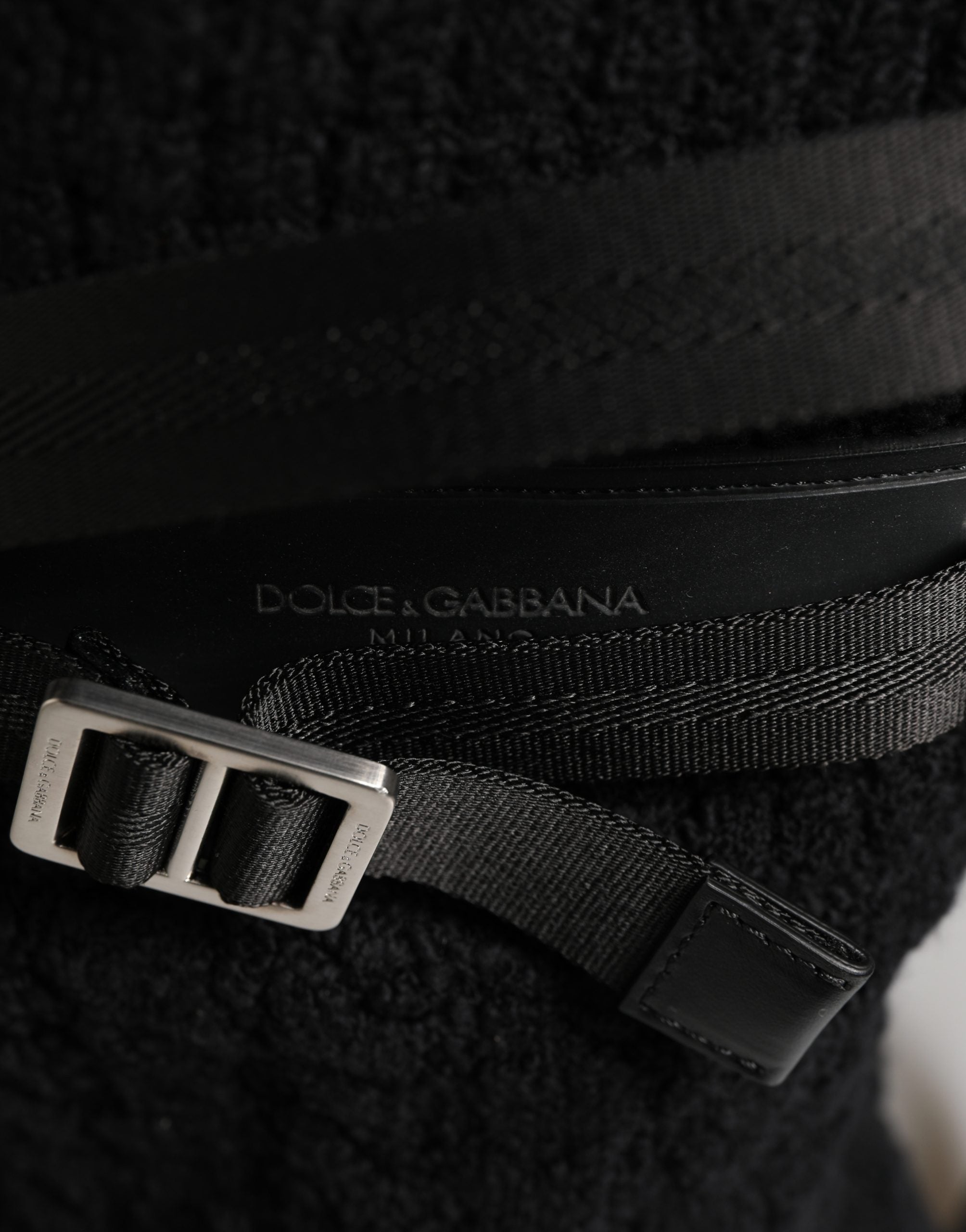 Dolce & Gabbana Zwarte Tricot Wolmix Plunje Rugzak Reistas