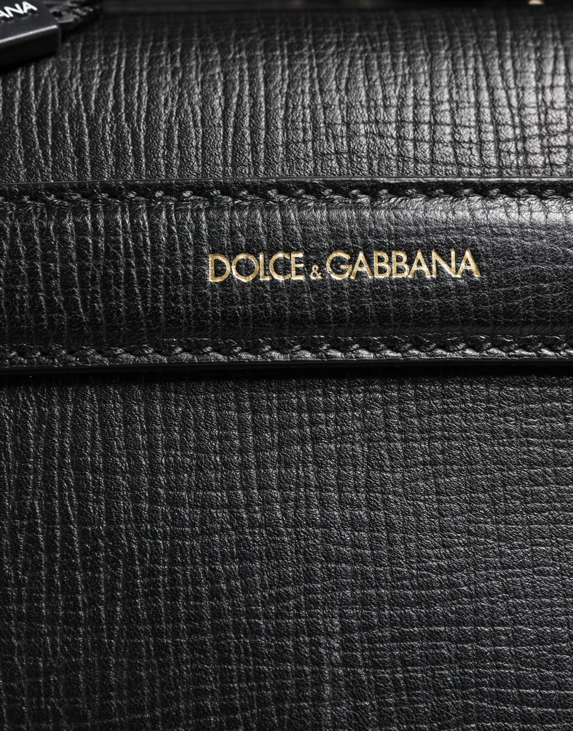 Dolce & Gabbana Zwarte Automan Applicatie Leren Weekender Tas