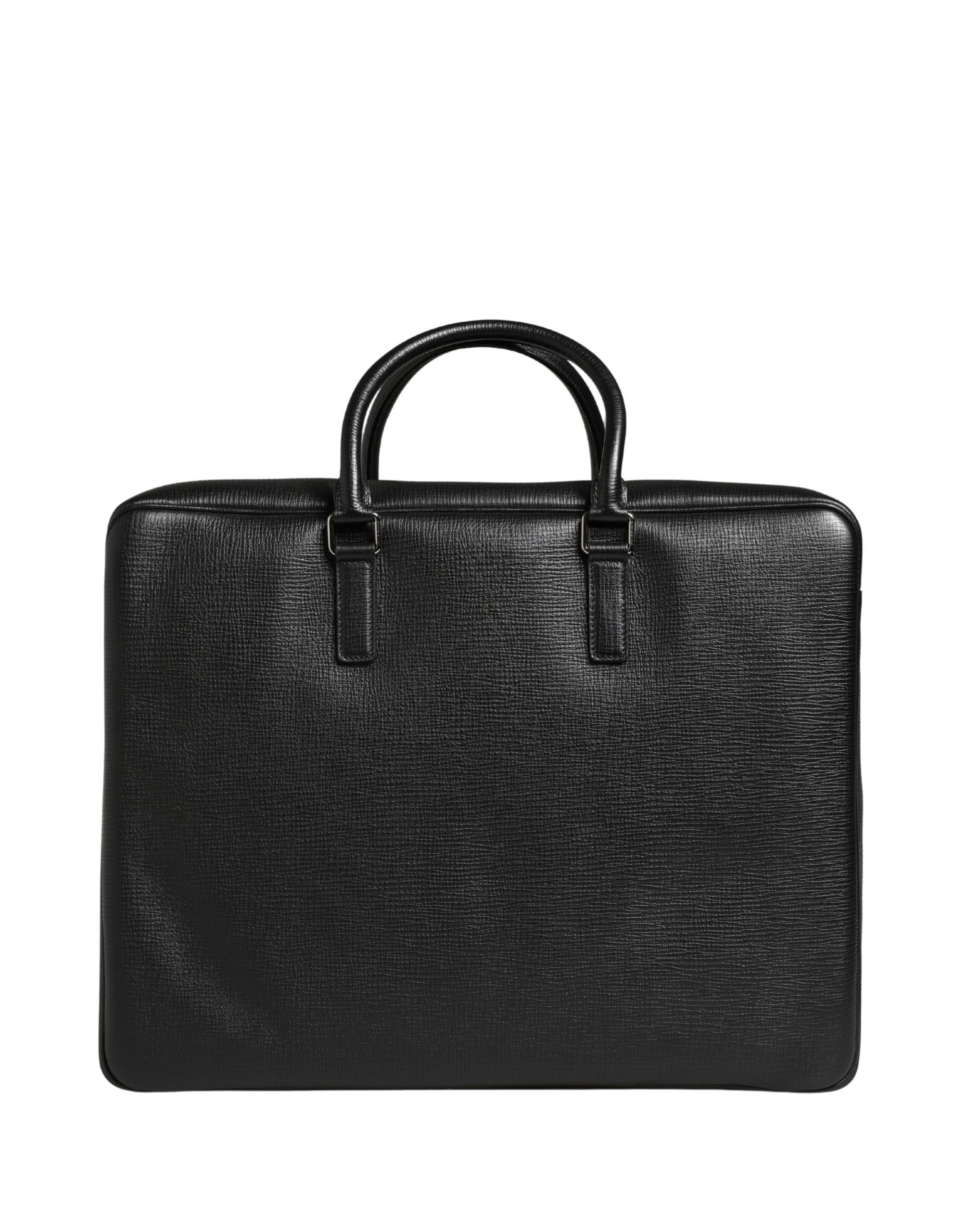 Dolce & Gabbana Zwarte Automan Applicatie Leren Weekender Tas