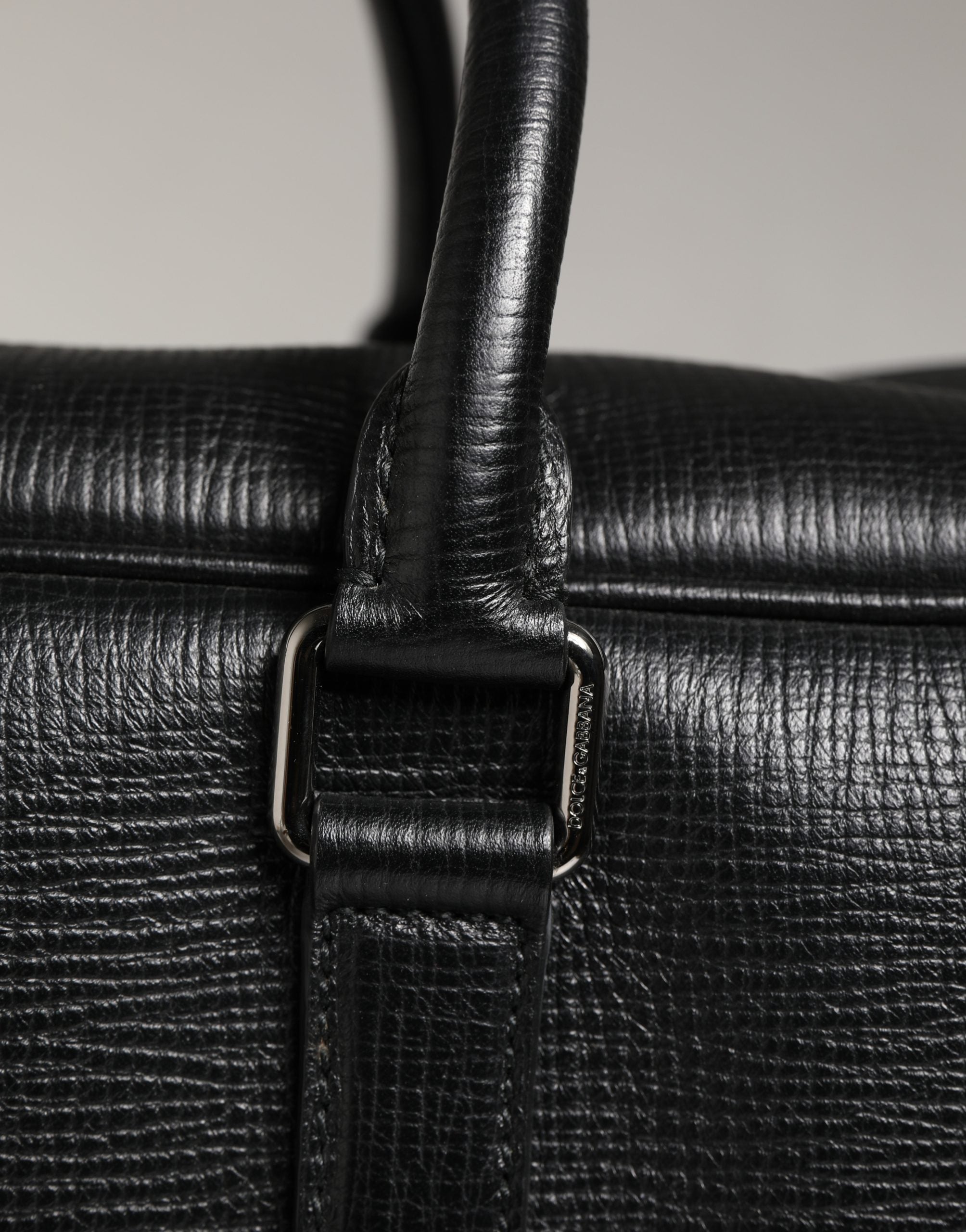 Dolce & Gabbana Zwarte Automan Applicatie Leren Weekender Tas