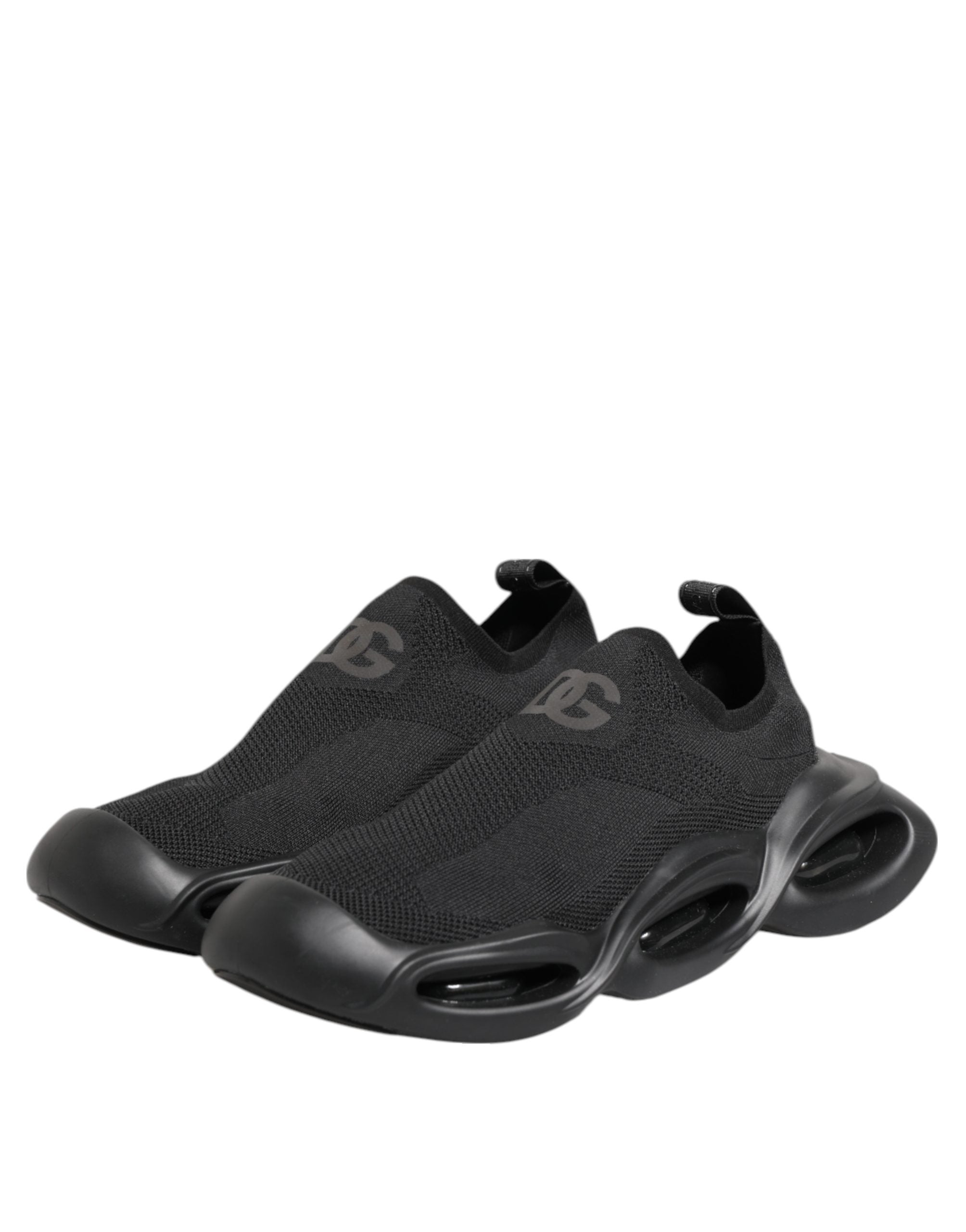 Dolce & Gabbana Zwarte Slip On Wave Lage Sneakers Schoenen