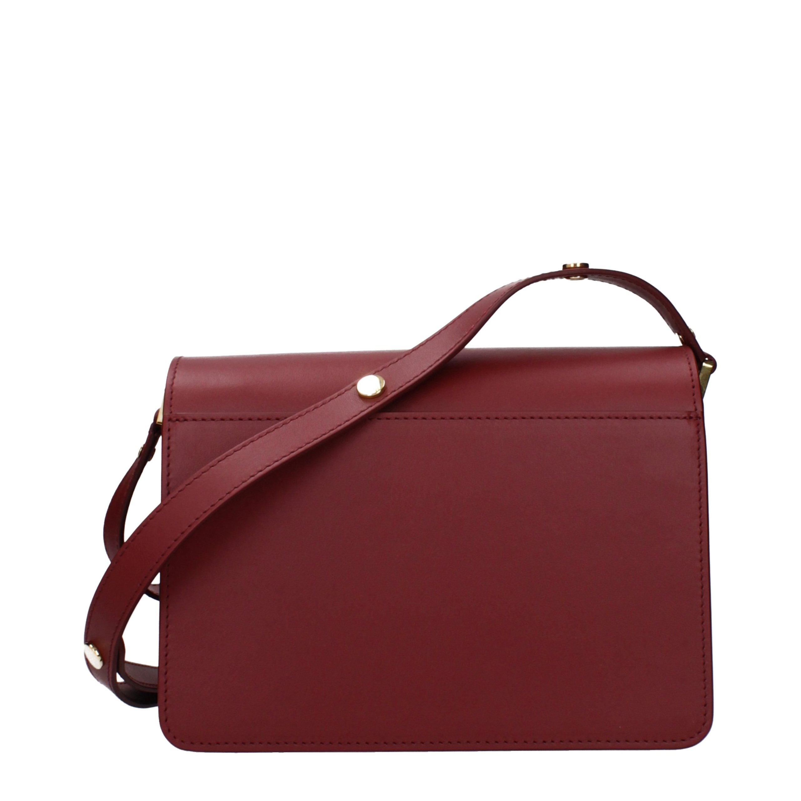 Sac à bandoulière en cuir rouge Marni