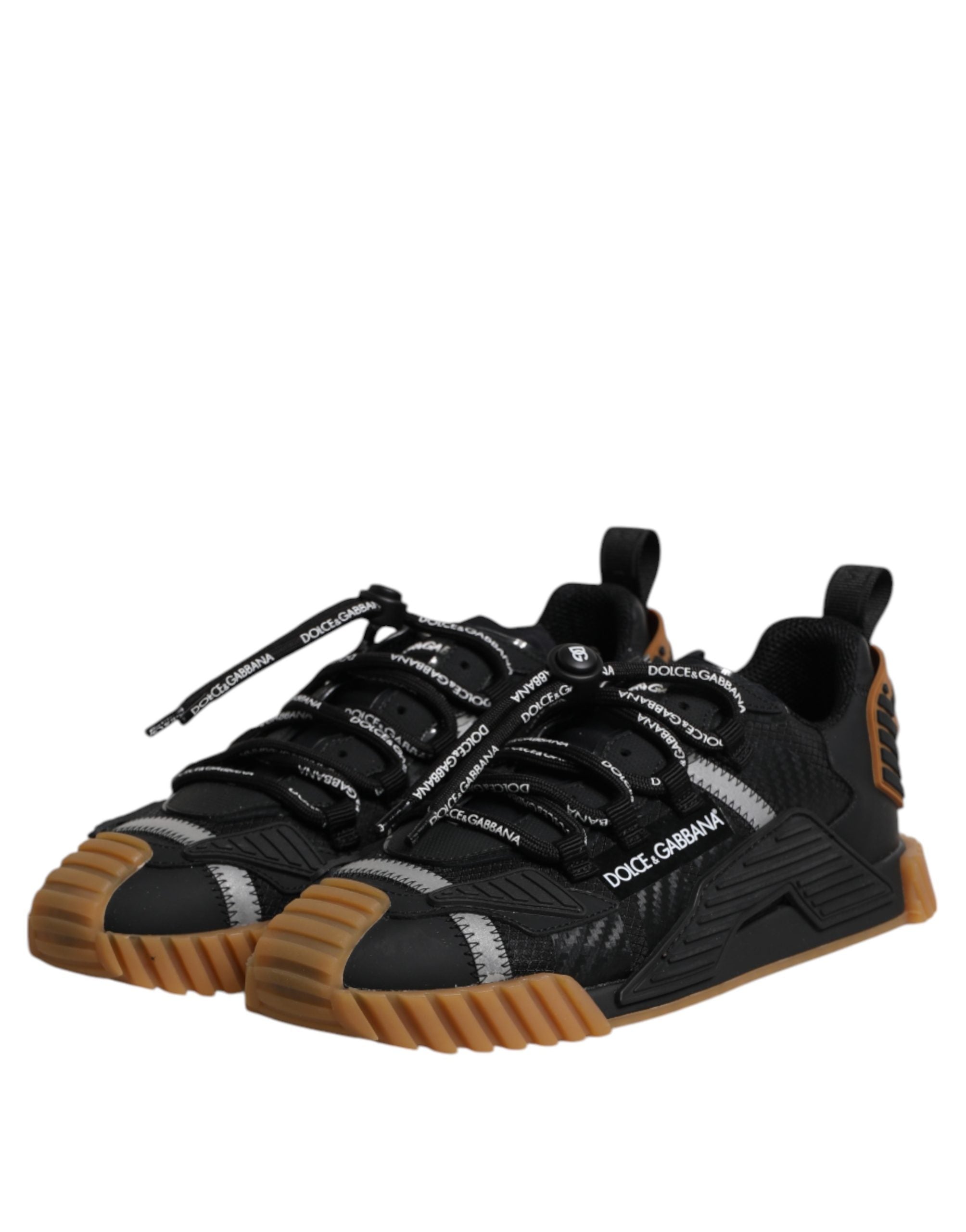 Dolce & Gabbana Zwarte Logo Veterschoenen Lage NS1 Sneakers Schoenen