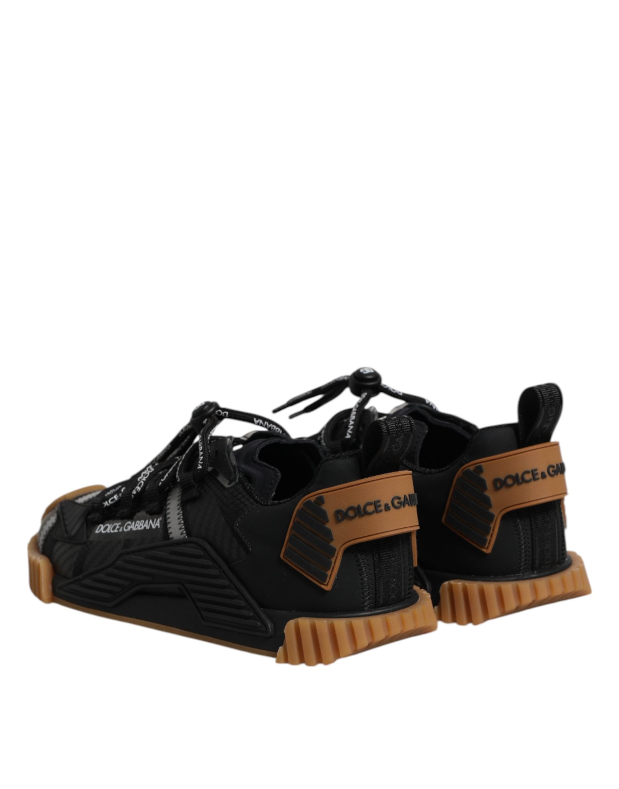 Dolce & Gabbana Zwarte Logo Veterschoenen Lage NS1 Sneakers Schoenen