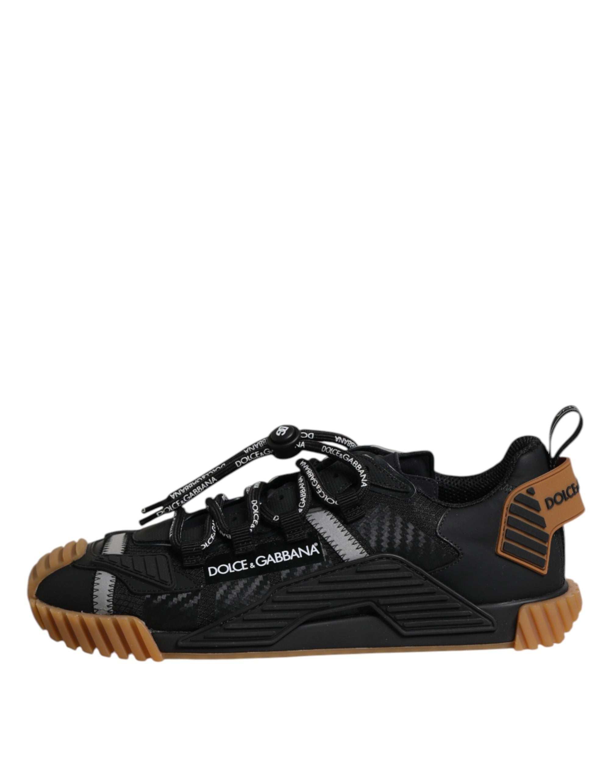 Dolce & Gabbana Zwarte Logo Veterschoenen Lage NS1 Sneakers Schoenen