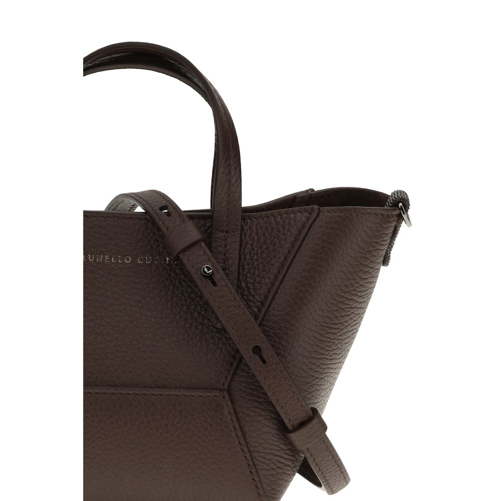 Brunello Cucinelli Bordeaux Kalfsleren Schoudertas van Bos Taurus