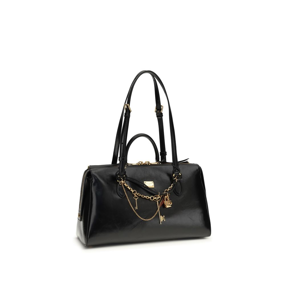 Dolce & Gabbana Zwarte Kalfsleren Schoudertas van Bos Taurus