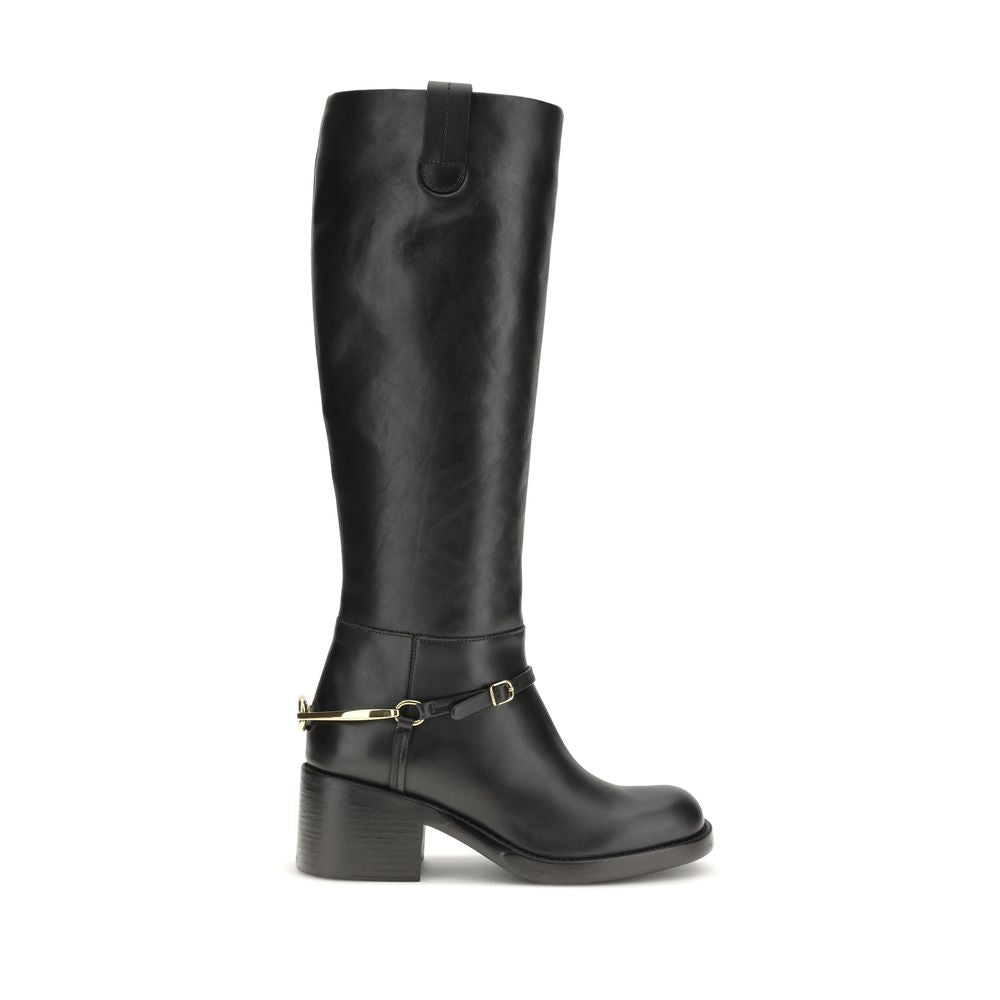 Chloé Zwarte Kalfsleren Veterschoenen Bos Taurus
