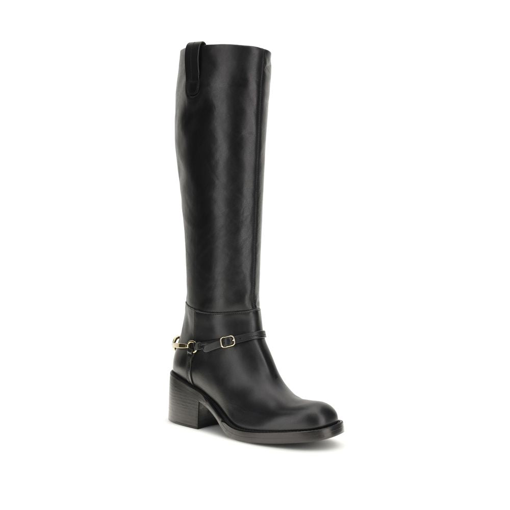 Chloé Zwarte Kalfsleren Veterschoenen Bos Taurus