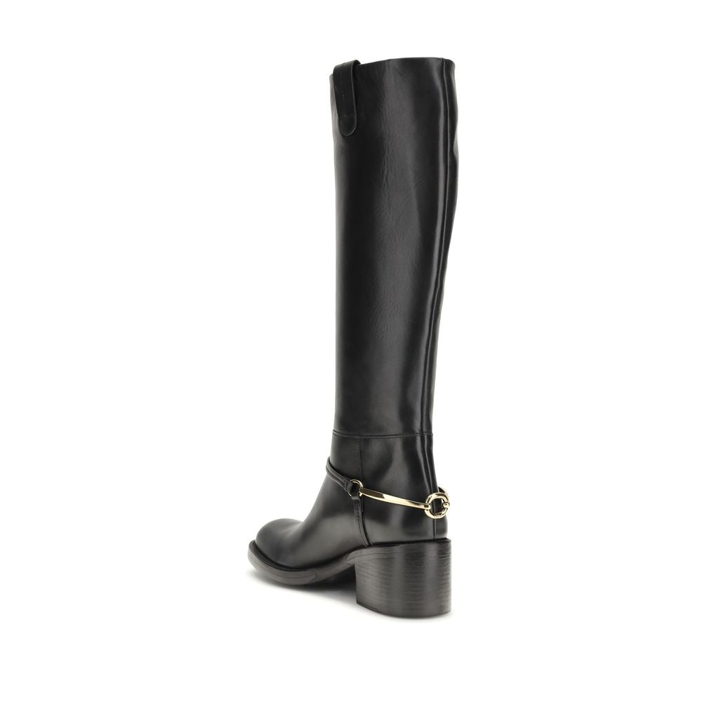 Chloé Zwarte Kalfsleren Veterschoenen Bos Taurus