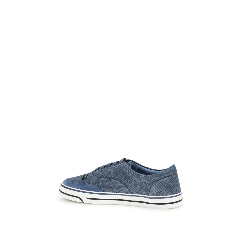 Dolce & Gabbana Blauwe Linnen Lage Sneakers