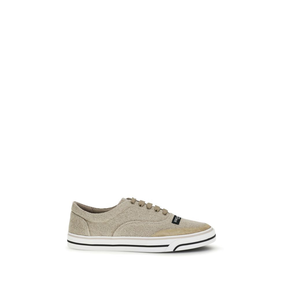 Dolce & Gabbana Beige Linnen Lage Sneakers