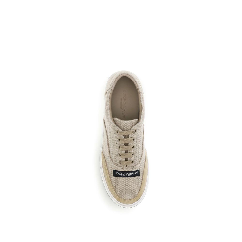 Dolce & Gabbana Beige Linnen Lage Sneakers