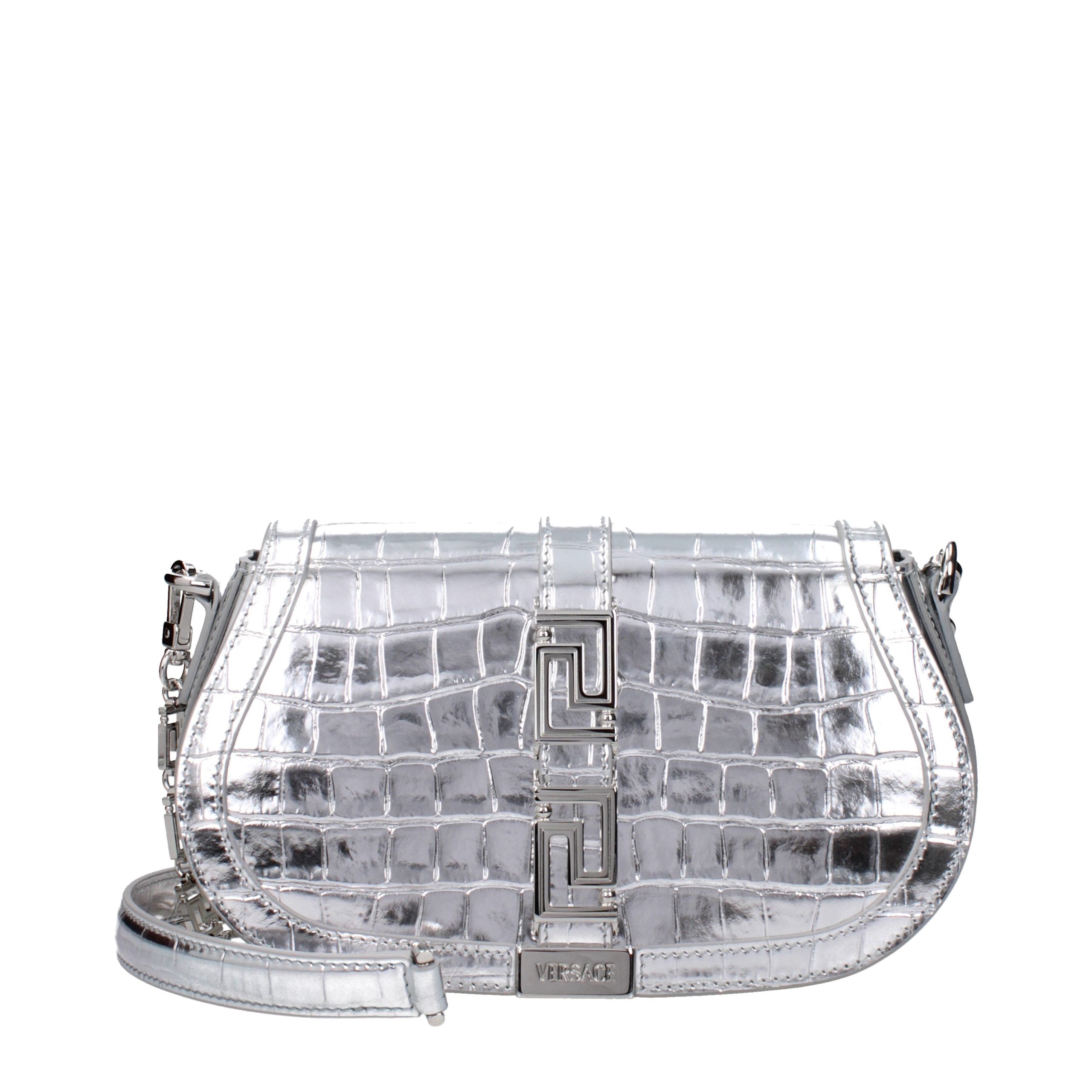 Versace Grey Leather Shoulder Bag