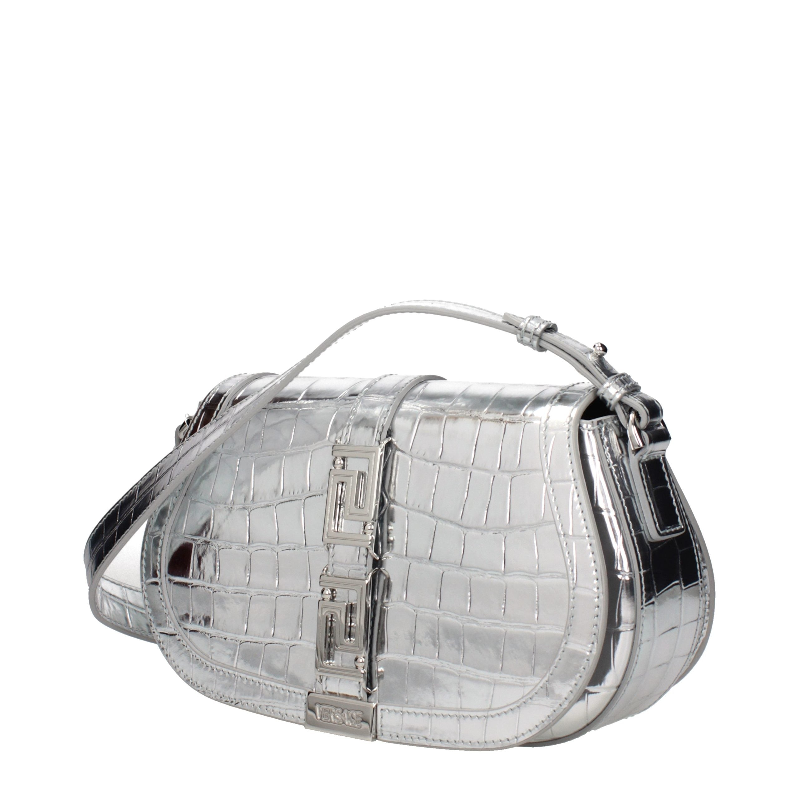 Versace Grey Leather Shoulder Bag