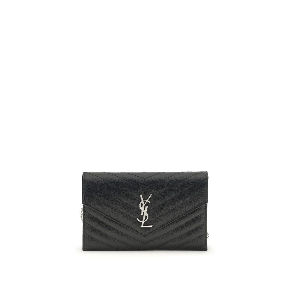 Saint Laurent Zwarte Kalfsleren Portemonnee van Bos Taurus
