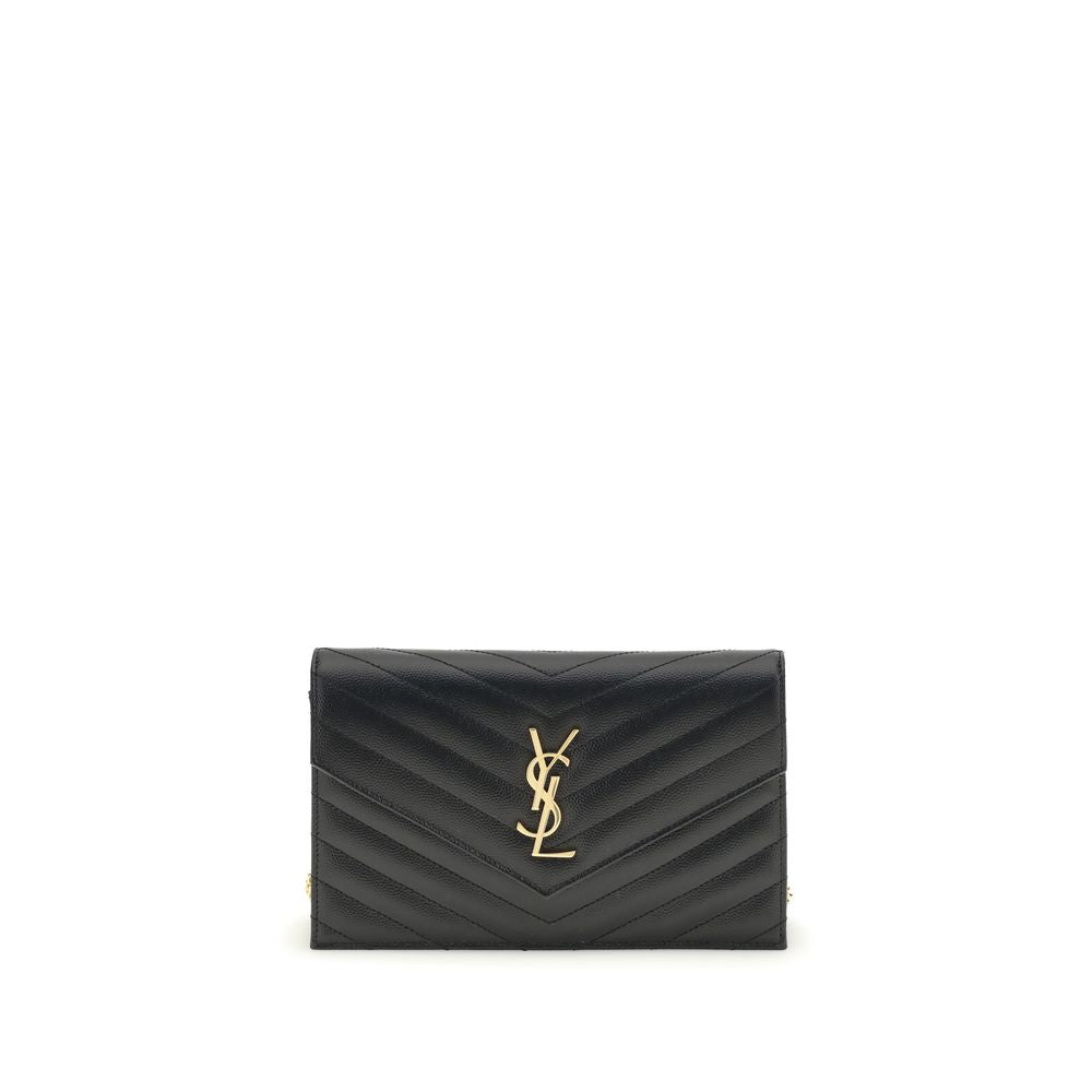 Saint Laurent Zwarte Kalfsleren Portemonnee van Bos Taurus