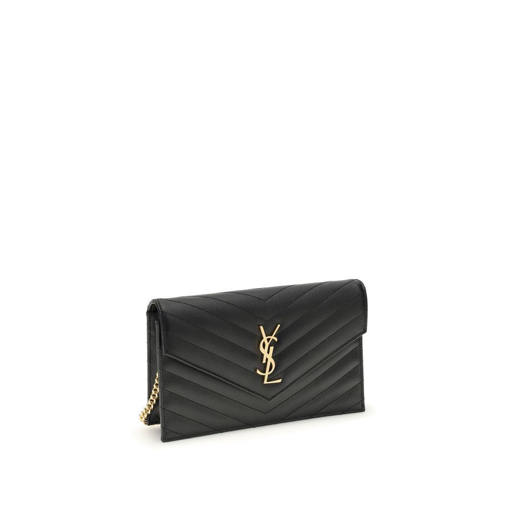 Saint Laurent Zwarte Kalfsleren Portemonnee van Bos Taurus