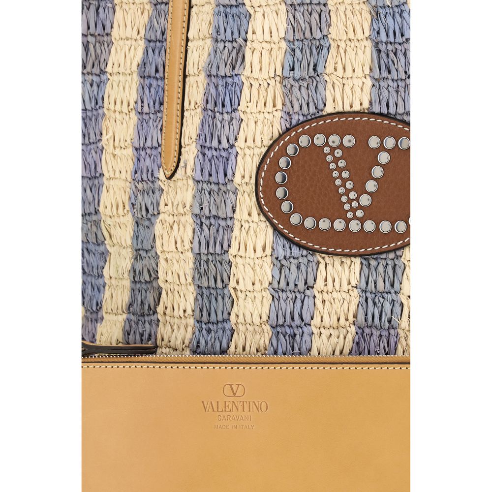Valentino Garavani Blue Raffia Basket Bag