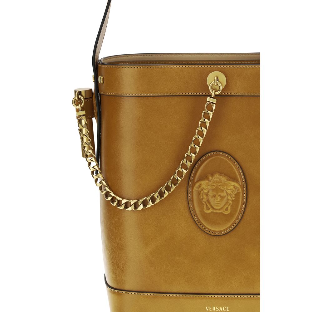 Versace Brown Calf Leather Bos Taurus Bucket Bag