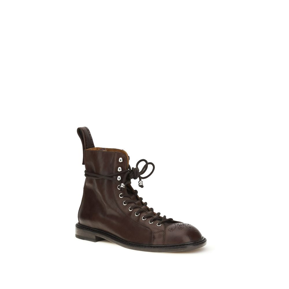 Versace bruine kuitleren veterschoenen van rundvlees