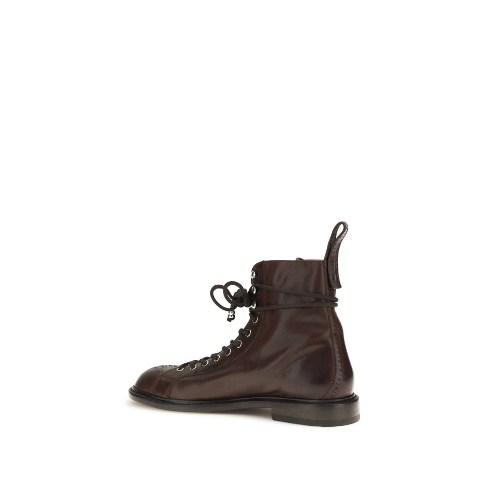 Versace bruine kuitleren veterschoenen van rundvlees