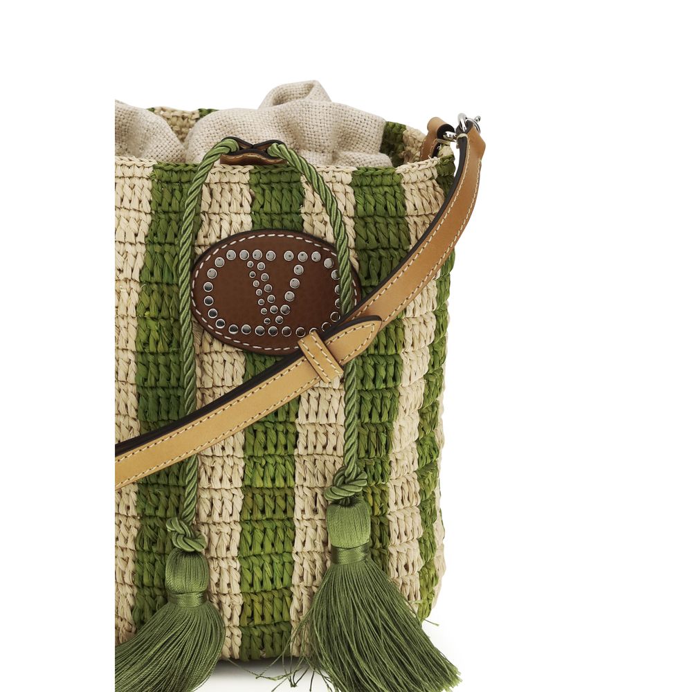 Valentino Garavani Tweekleurige Raffia Handtas