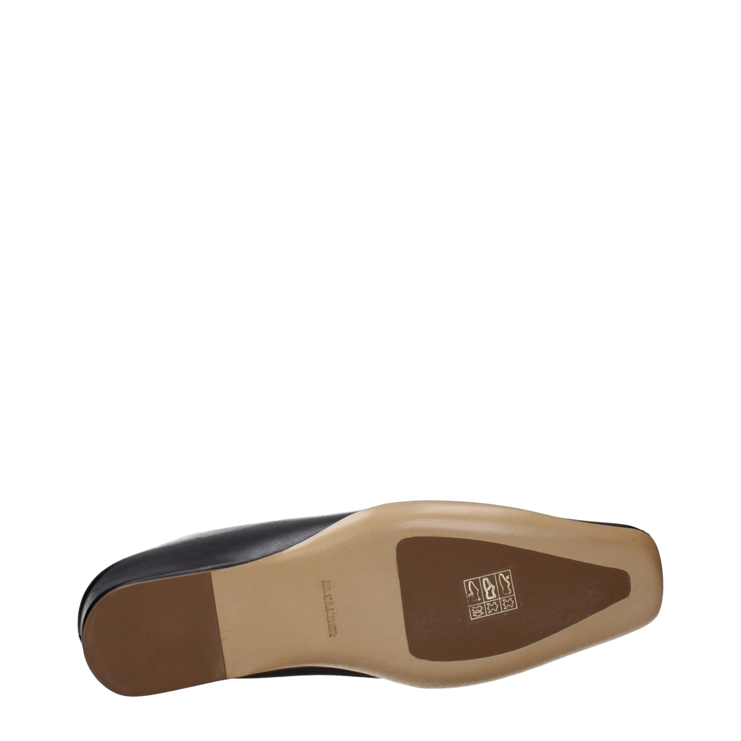 Jil Sander Zwarte Leren Slippers