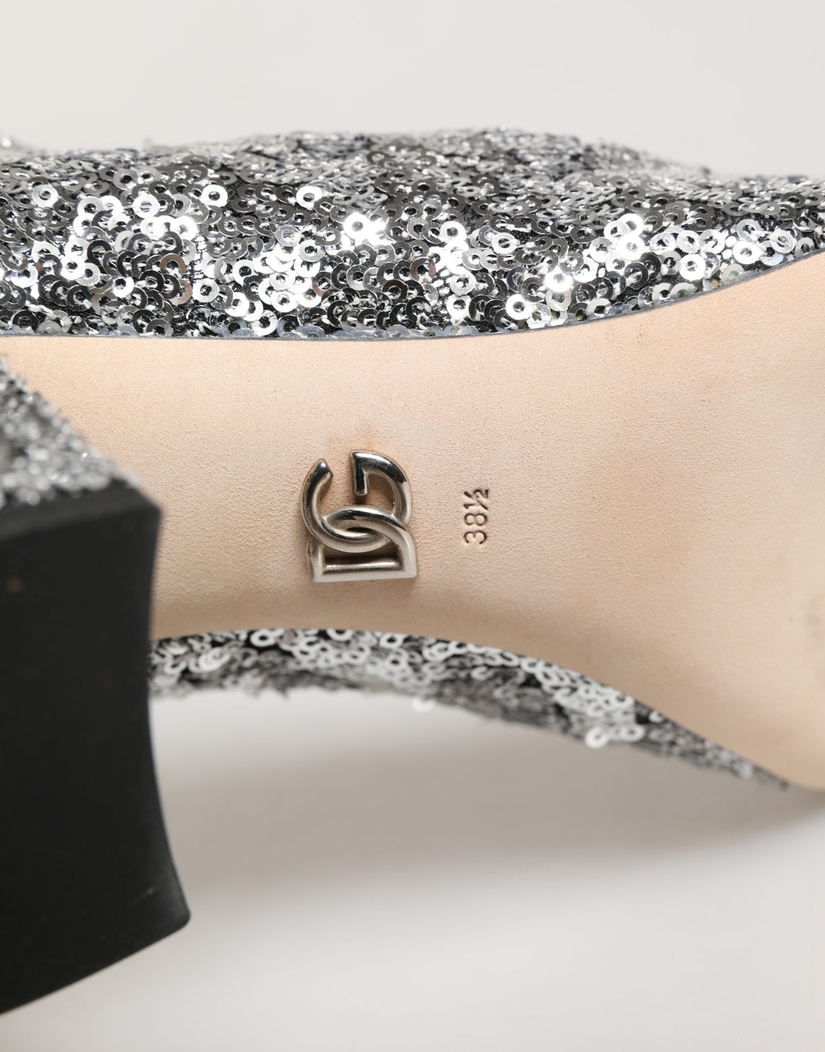 Dolce & Gabbana Zilveren Pailletten Korte Laarzen Stretch Schoenen