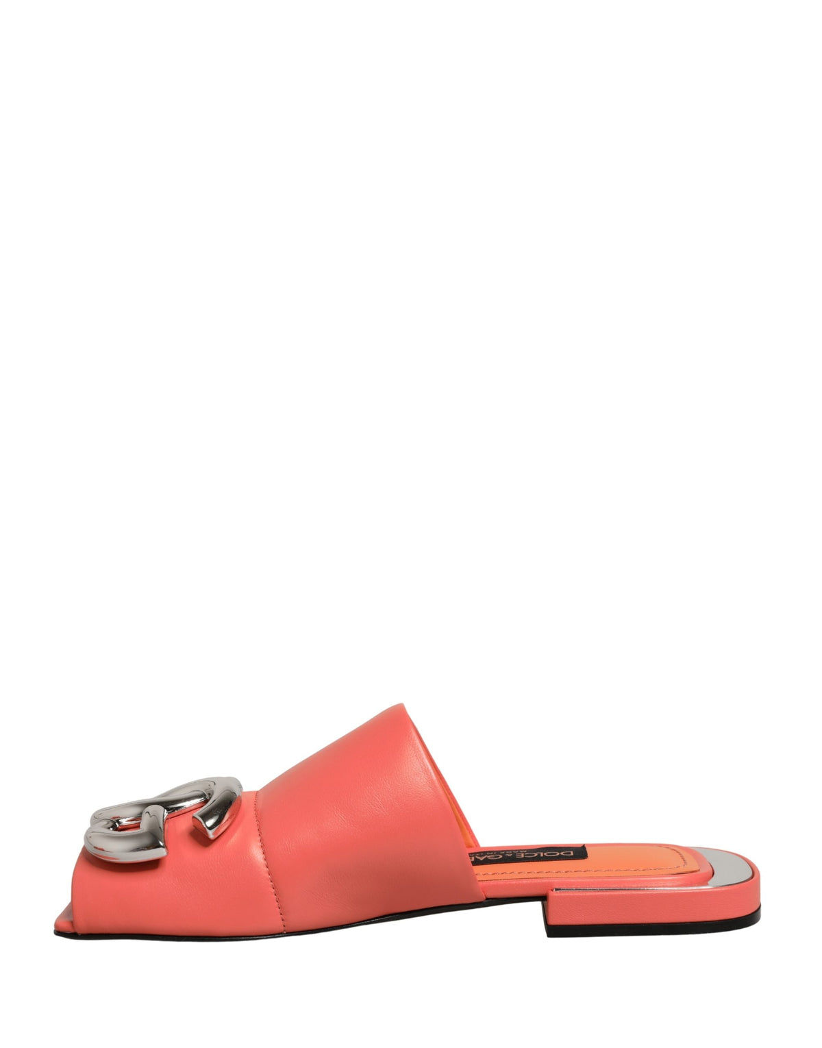Dolce & Gabbana Oranje DG Logo Leren Platte Sandalen Schoenen