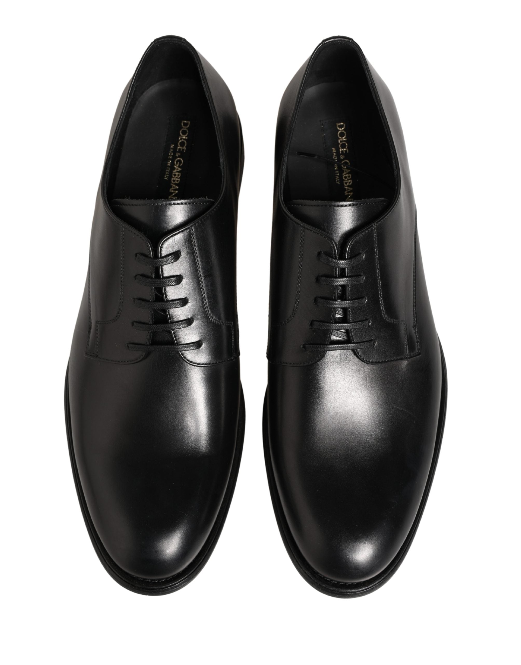 Dolce & Gabbana Black Calfskin Leather Derby Men's Dress Shoes