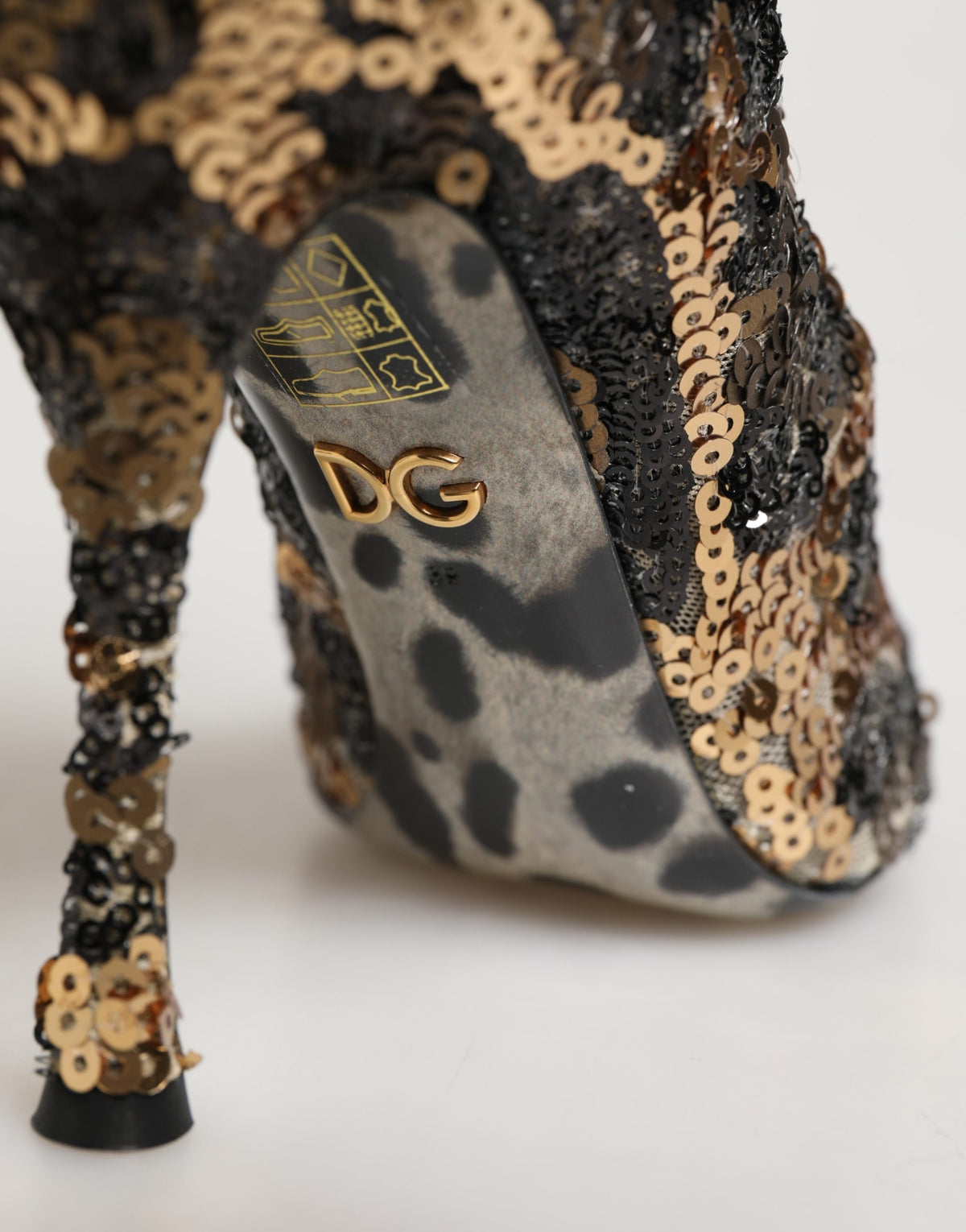 Dolce & Gabbana Gouden Luipaard Pailletten Sok Enkellaarsjes Schoenen