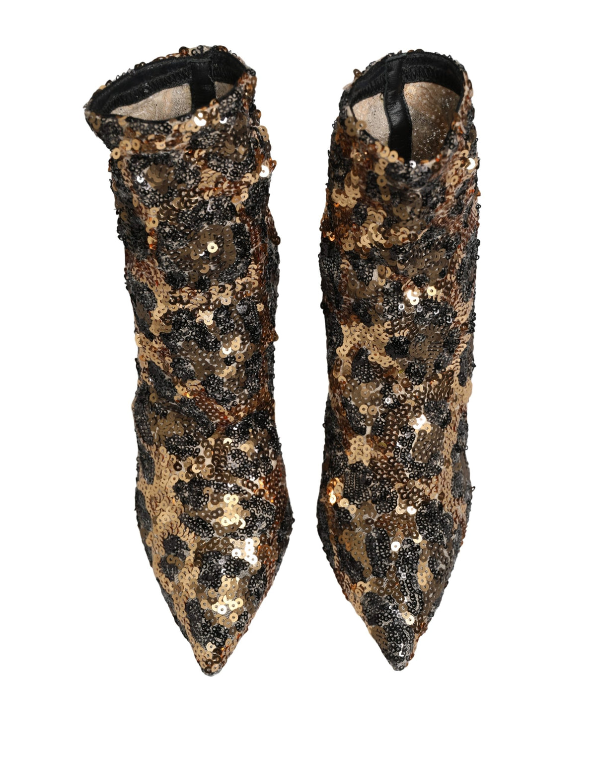 Dolce & Gabbana Gouden Luipaard Pailletten Sok Enkellaarsjes Schoenen