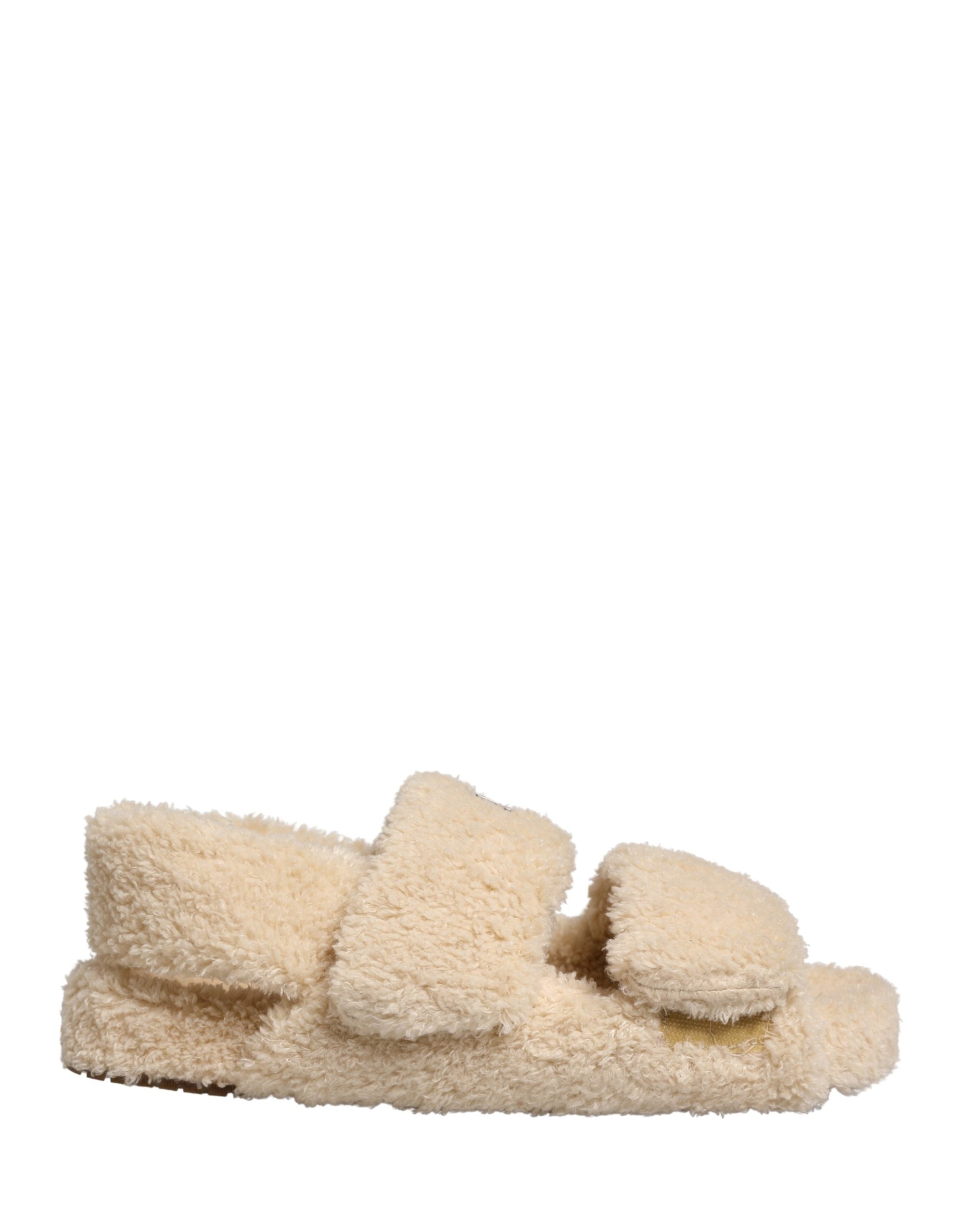 Dolce & Gabbana Beige Faux Fur Slides Heren Platte Sandalen Schoenen